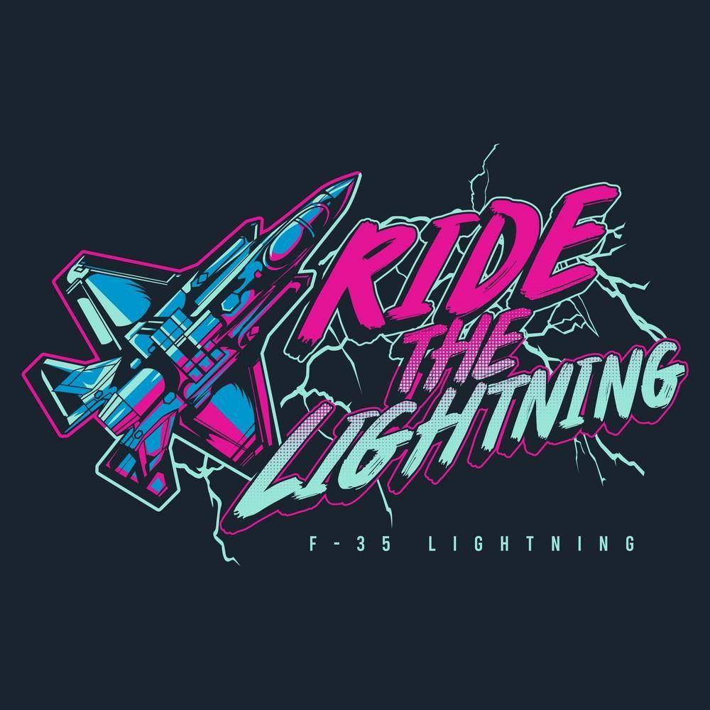 USAF - Ride The Lightning T-Shirt - Midnight Navy - Image 6