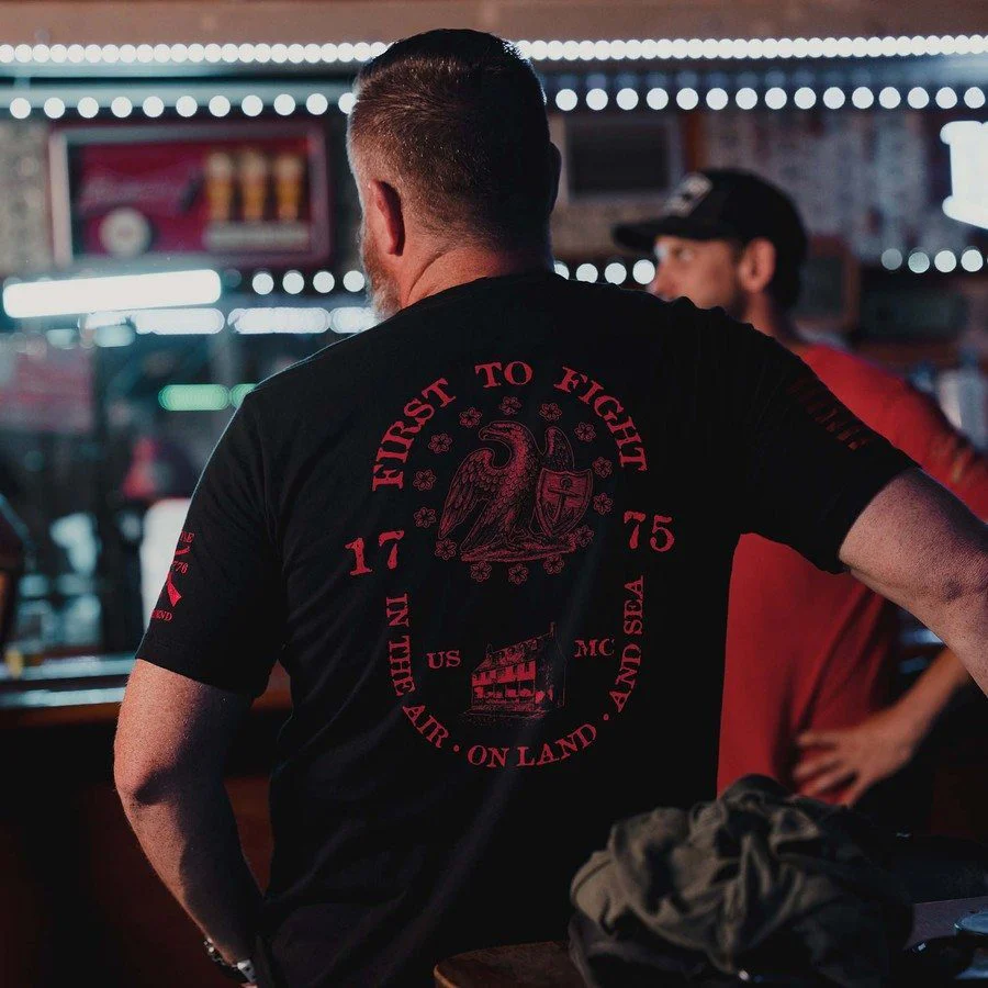 USMC - First To Fight T-Shirt - Black - Image 2