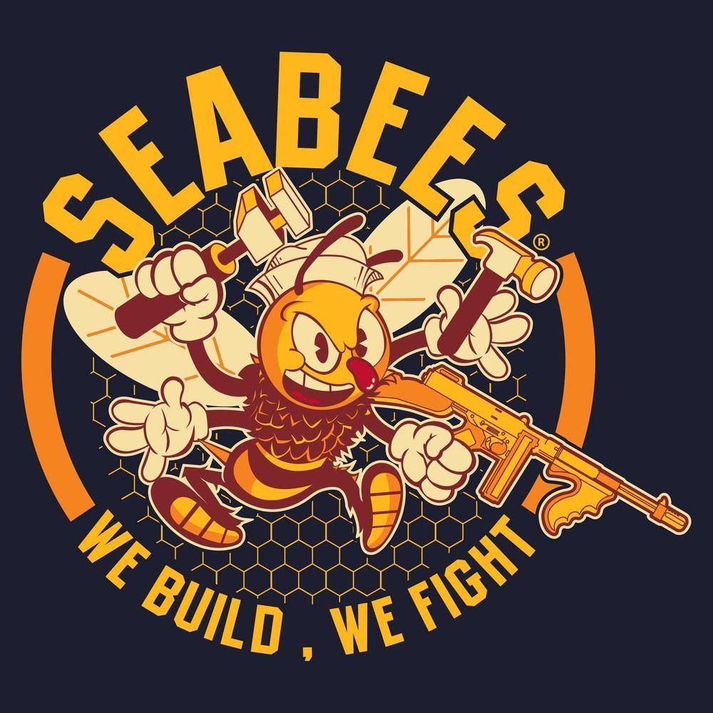 USN - We Build, We Fight T-Shirt - Navy - Image 3