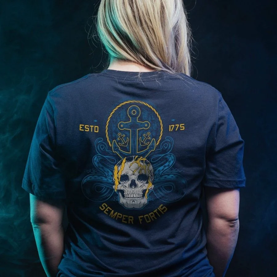 USN - Women's Semper Fortis Boyfriend Fit T-Shirt - Navy - Image 3