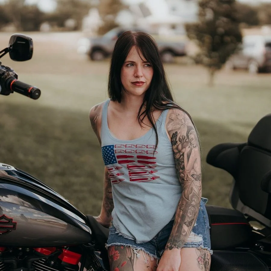 Women's Ammo Flag 2.0 Flowy Tank - Stonewash Denim - Image 4