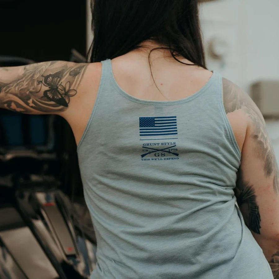 Women's Ammo Flag 2.0 Flowy Tank - Stonewash Denim - Image 6