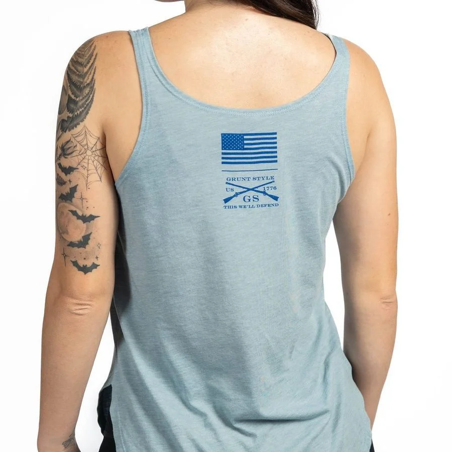 Women's Ammo Flag 2.0 Flowy Tank - Stonewash Denim - Image 9