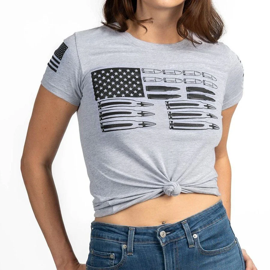 Women's Ammo Flag 2.0 Slim Fit T-Shirt - Heather Gray - Image 4