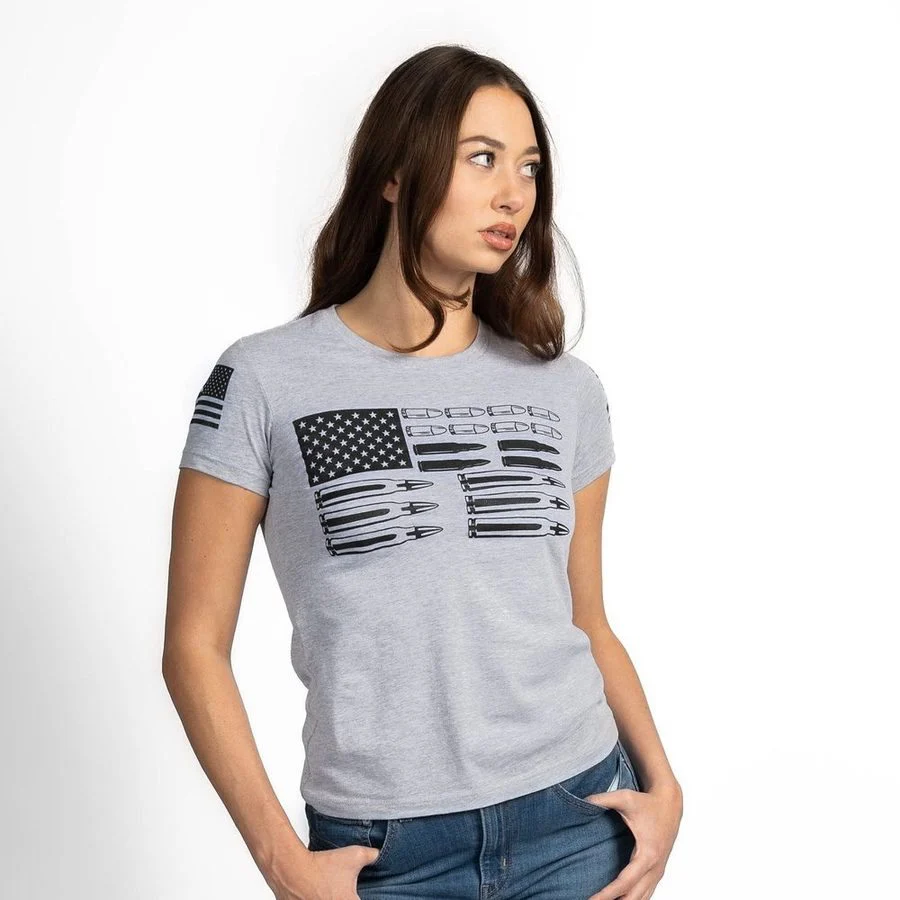 Women's Ammo Flag 2.0 Slim Fit T-Shirt - Heather Gray - Image 6
