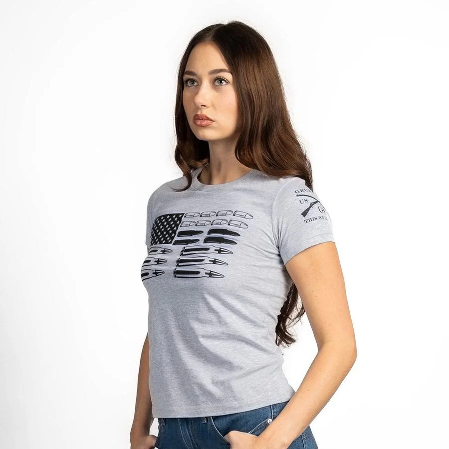 Women's Ammo Flag 2.0 Slim Fit T-Shirt - Heather Gray - Image 7