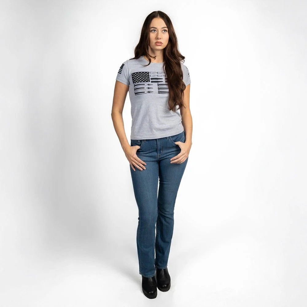 Women's Ammo Flag 2.0 Slim Fit T-Shirt - Heather Gray - Image 8