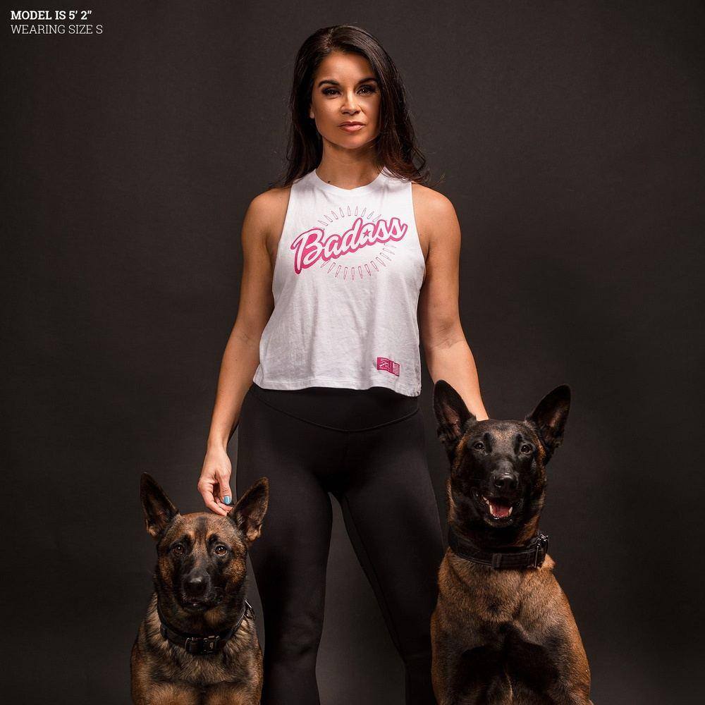 Women's Badass Racerback Cropped Tank - White - Image 4