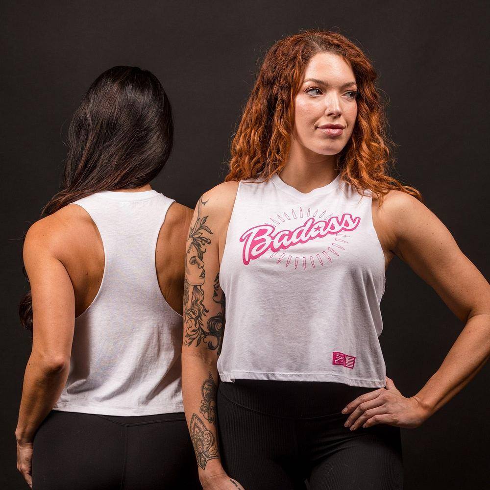 Women's Badass Racerback Cropped Tank - White - Image 5