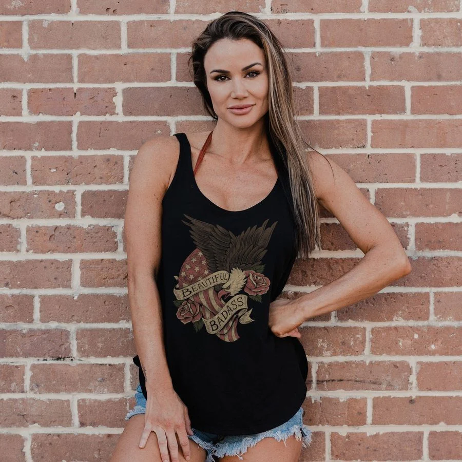 Women's Beautiful Badass Revolution Flowy Tank - Black - Image 3