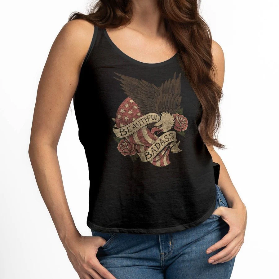 Women's Beautiful Badass Revolution Flowy Tank - Black - Image 6