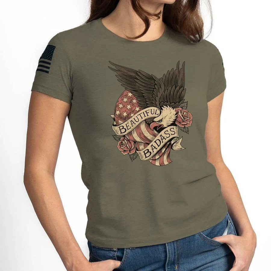 Women's Beautiful Badass Revolution Slim Fit T-Shirt - Military Green - Image 11