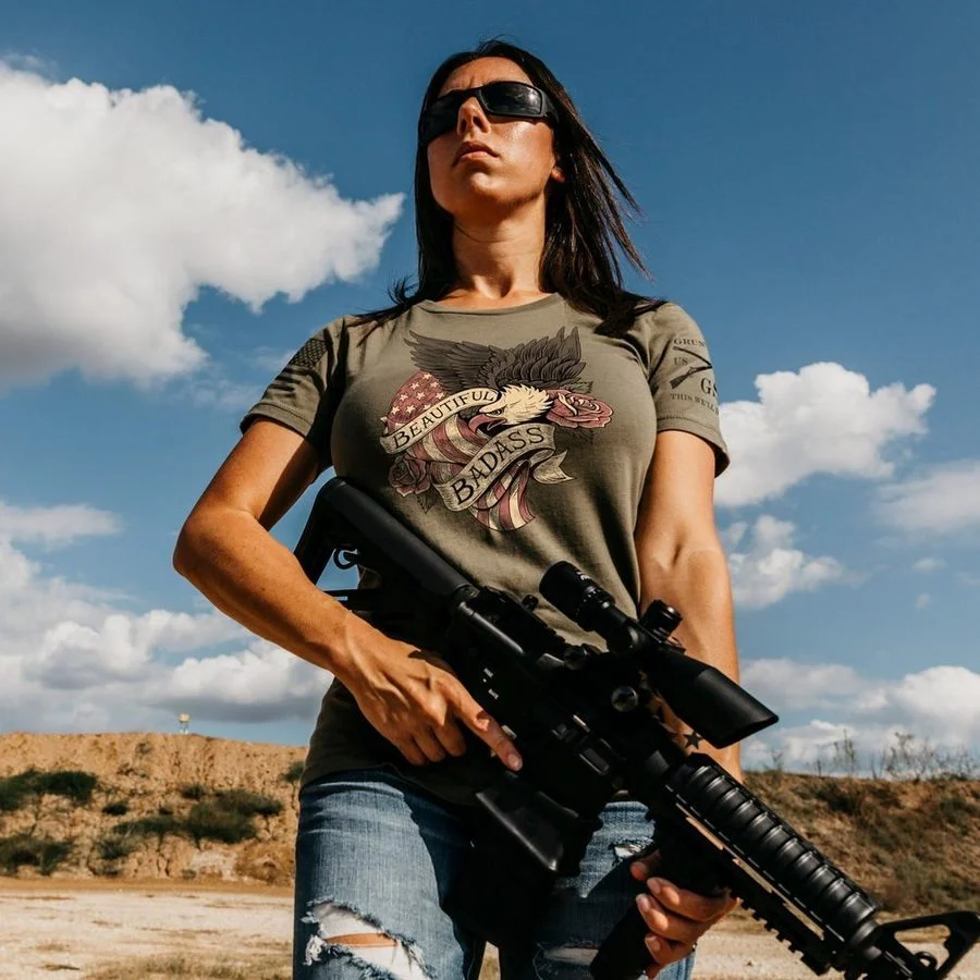 Women's Beautiful Badass Revolution Slim Fit T-Shirt - Military Green - Image 3