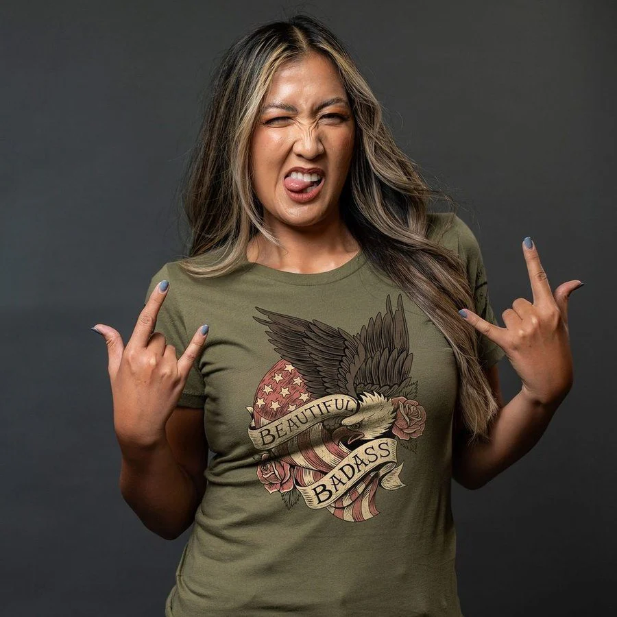 Women's Beautiful Badass Revolution Slim Fit T-Shirt - Military Green - Image 5