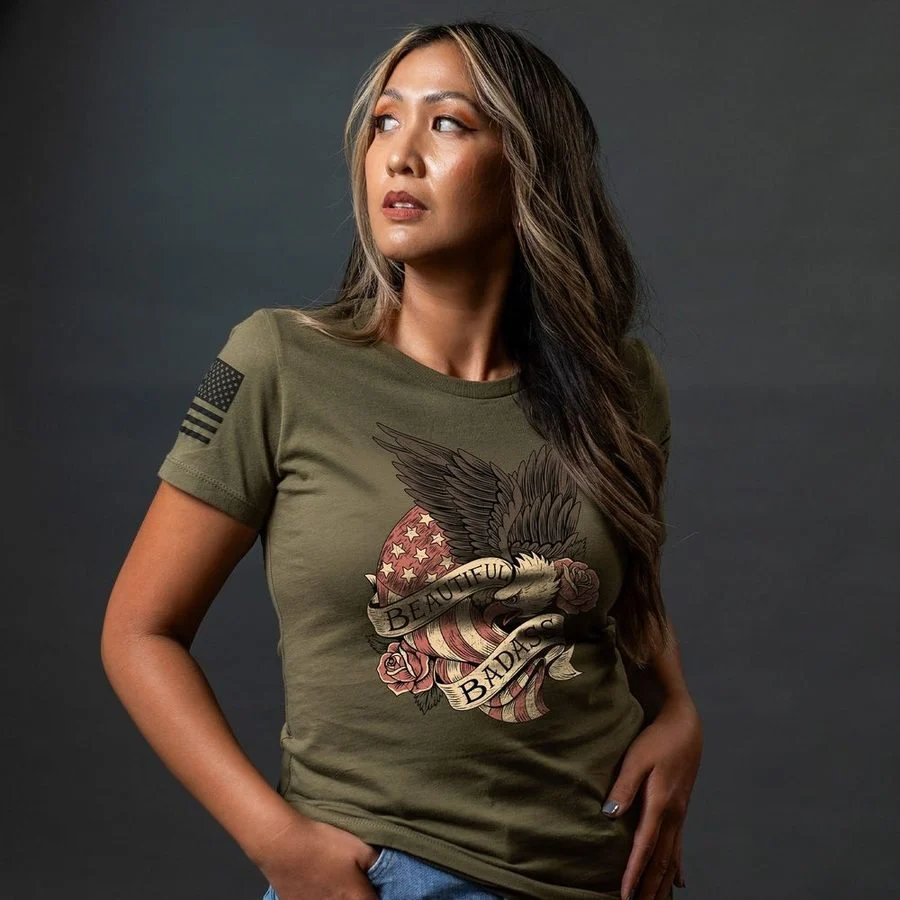 Women's Beautiful Badass Revolution Slim Fit T-Shirt - Military Green - Image 6