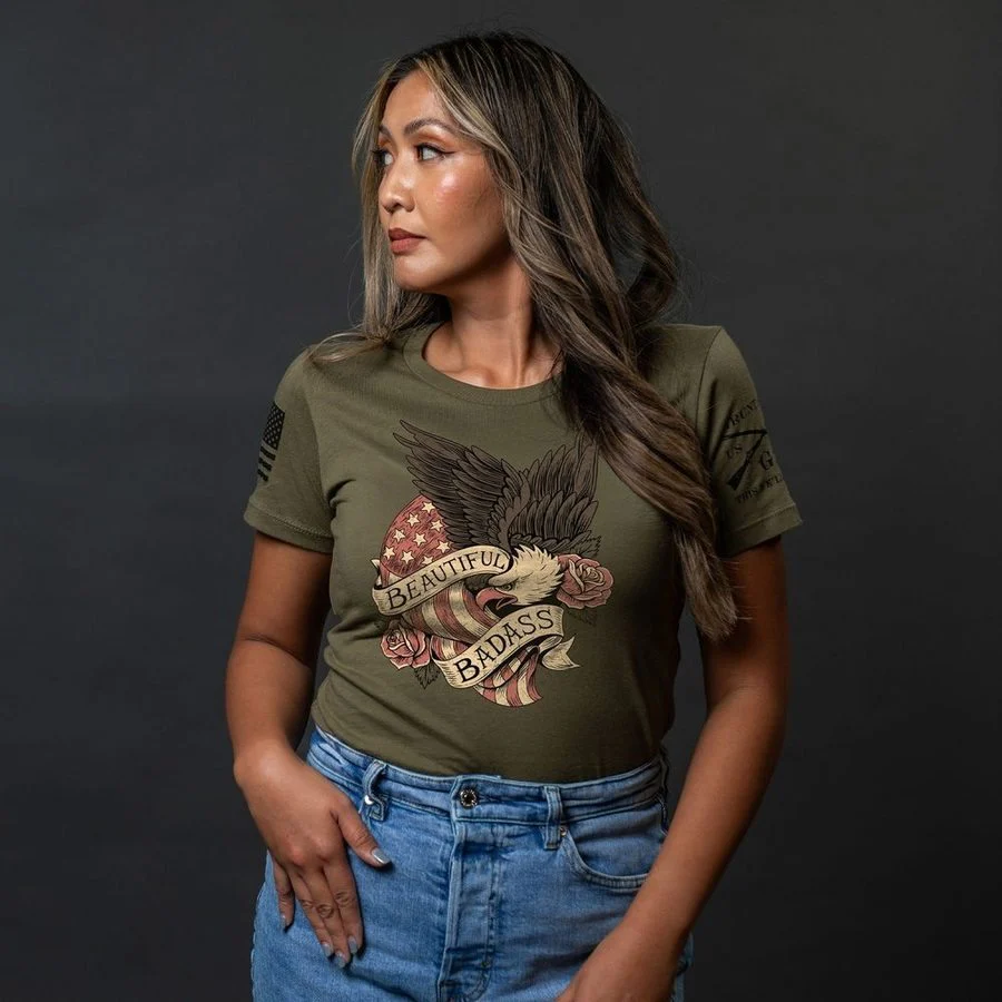 Women's Beautiful Badass Revolution Slim Fit T-Shirt - Military Green - Image 7