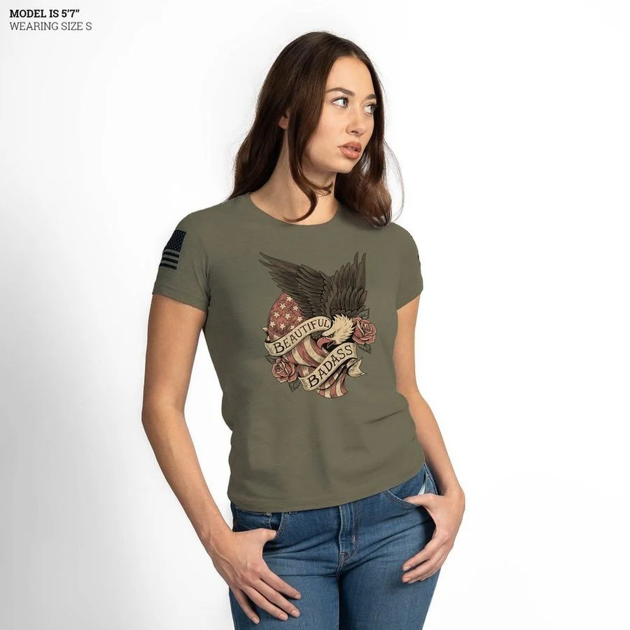 Women's Beautiful Badass Revolution Slim Fit T-Shirt - Military Green - Image 8