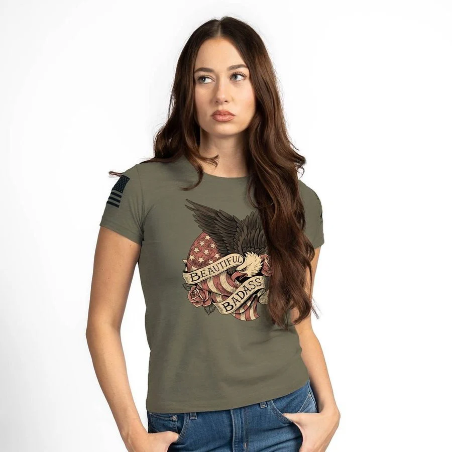 Women's Beautiful Badass Revolution Slim Fit T-Shirt - Military Green - Image 9