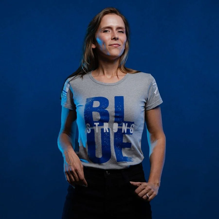 Women's Blue Strong Slim Fit T-Shirt - Dark Heather Gray - Image 4