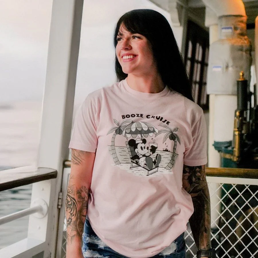 Women's Booze Cruise Boyfriend Fit T-Shirt - Light Pink - Image 3