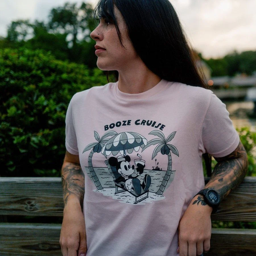 Women's Booze Cruise Boyfriend Fit T-Shirt - Light Pink - Image 4
