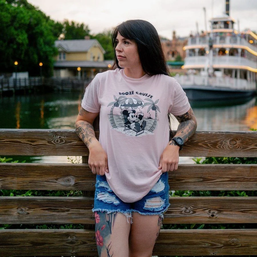 Women's Booze Cruise Boyfriend Fit T-Shirt - Light Pink - Image 5