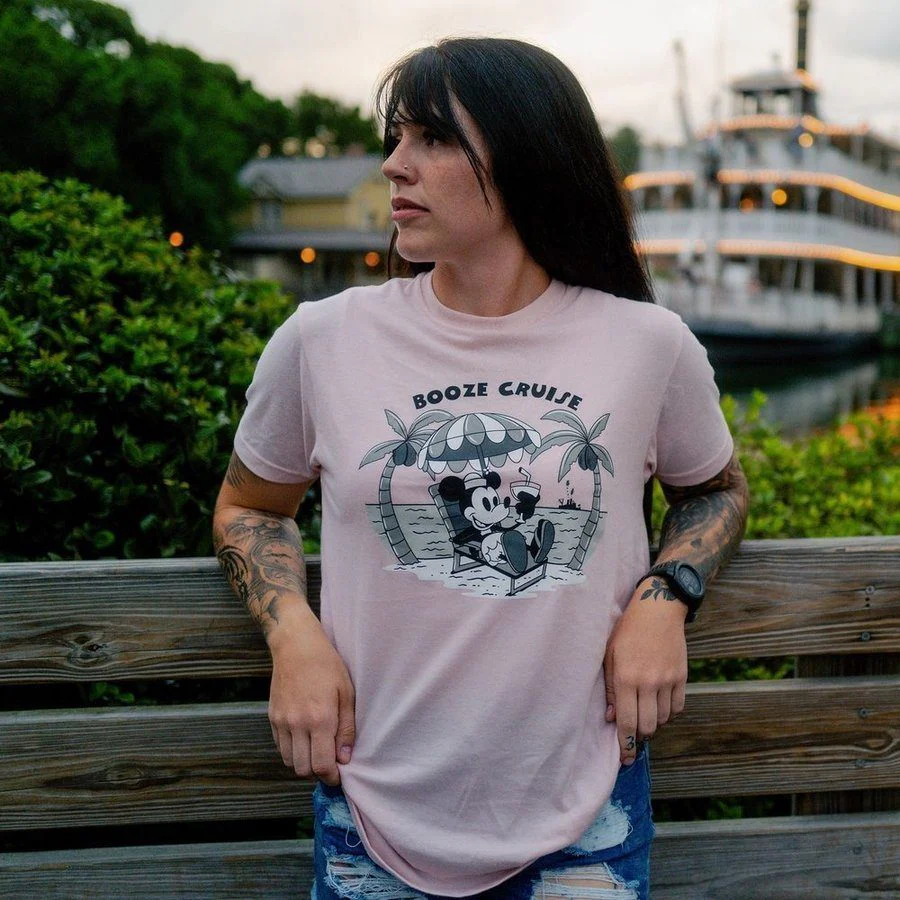 Women's Booze Cruise Boyfriend Fit T-Shirt - Light Pink - Image 6