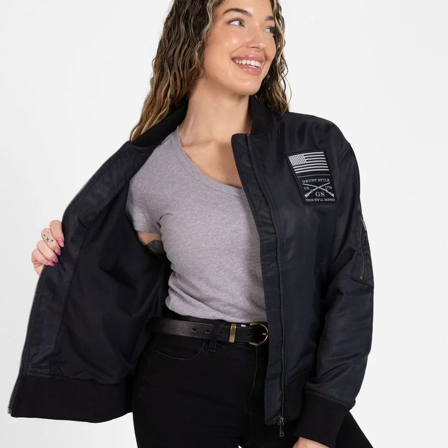 Women's Stealth Bomber Jacket - Black - Image 2