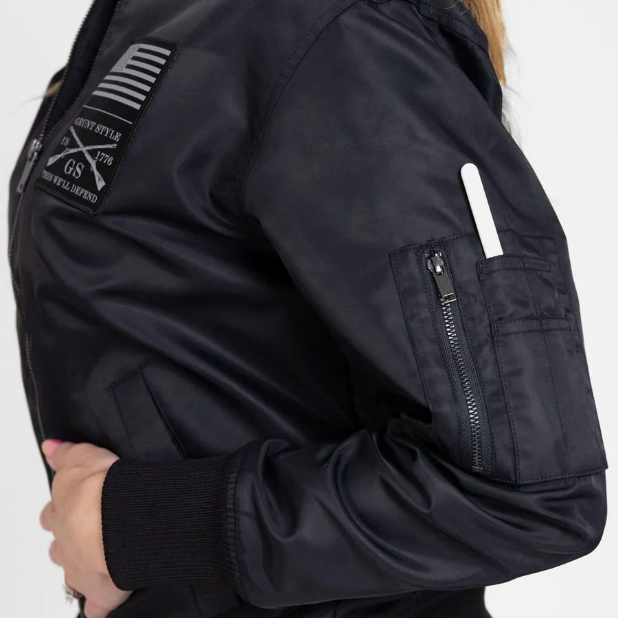 Women's Stealth Bomber Jacket - Black - Image 6