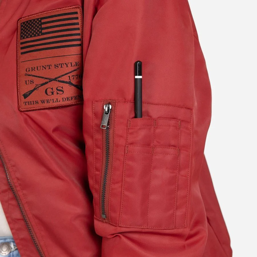 Women's Stealth Bomber Jacket - Red Plum - Image 12