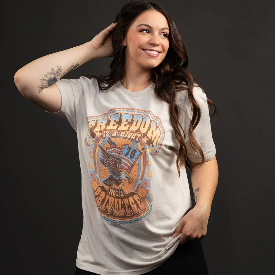 Women's Freedom Is A Right Boyfriend Fit T-Shirt -Sand - Image 3