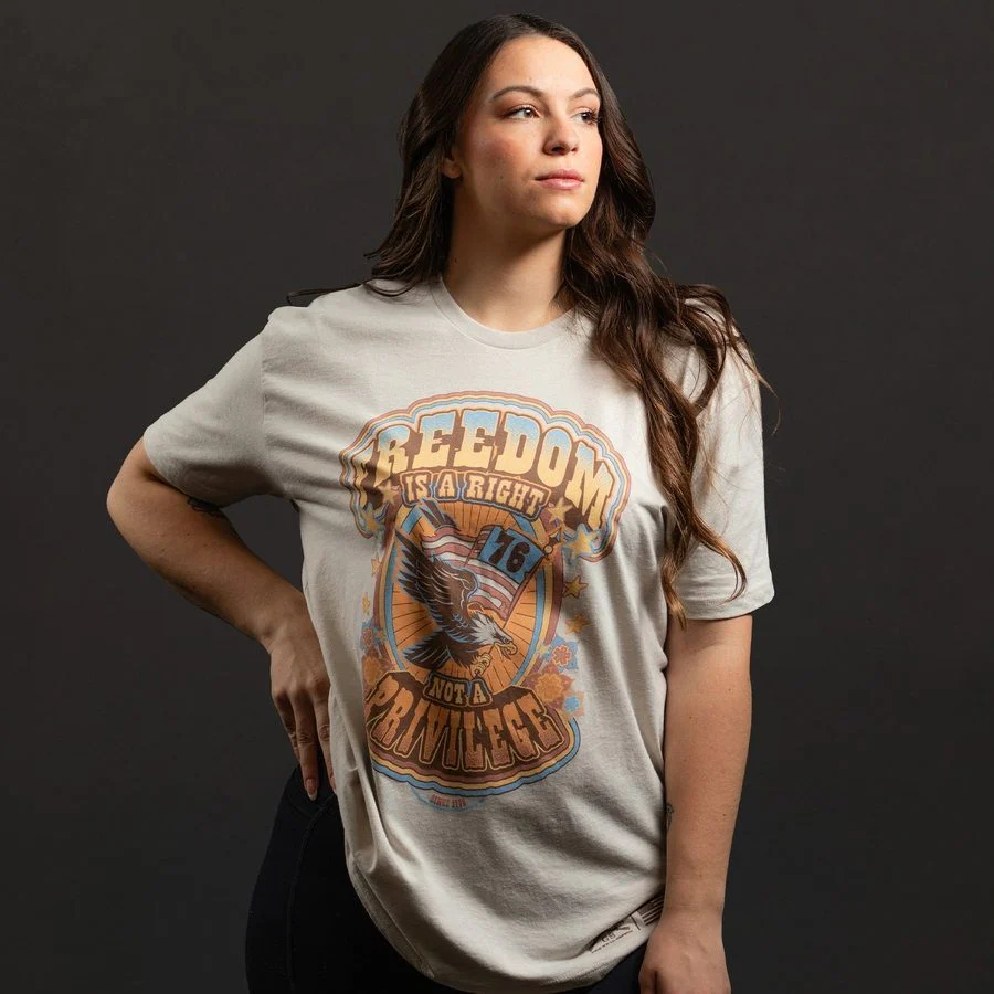 Women's Freedom Is A Right Boyfriend Fit T-Shirt -Sand - Image 4