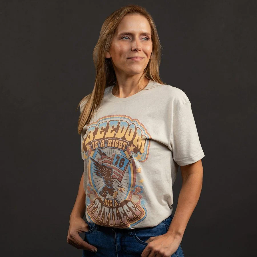 Women's Freedom Is A Right Boyfriend Fit T-Shirt -Sand - Image 5