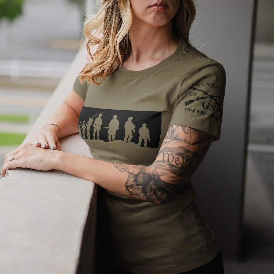 Women's Honor Outlives Slim Fit T-Shirt - Military Green - Image 5
