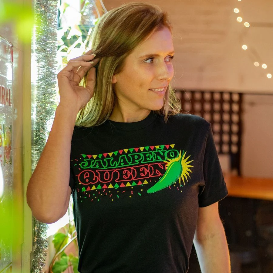 Women's Jalapeno Queen Boyfriend Fit T-Shirt - Black - Image 4