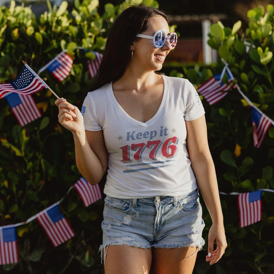Women's Keep It 1776 V-Neck - White - Image 2