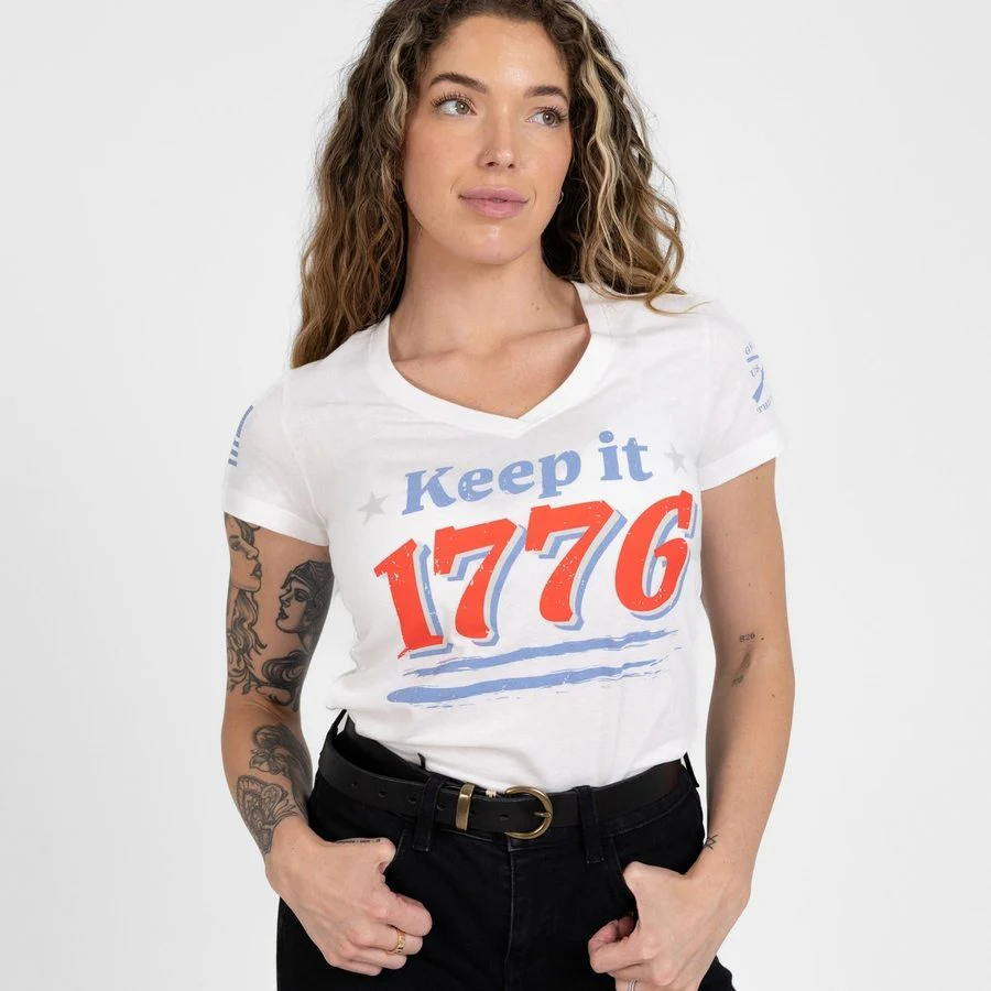 Women's Keep It 1776 V-Neck - White - Image 6