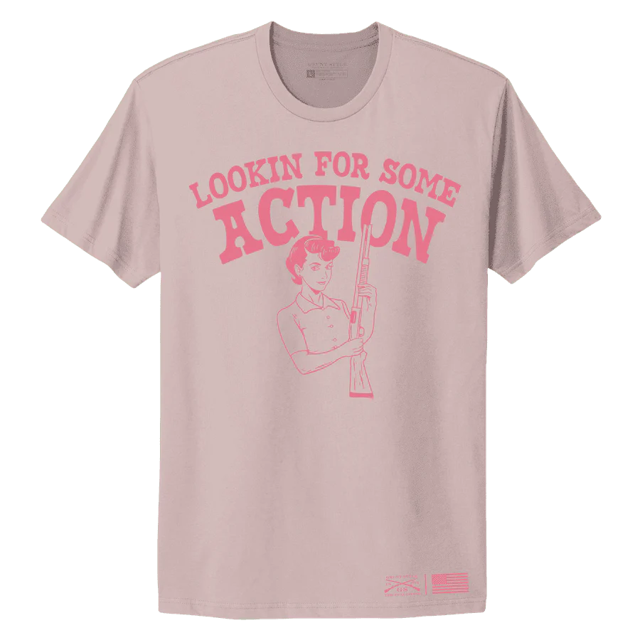 Women's Looking For Action Boyfriend Fit T-Shirt - Light Pink