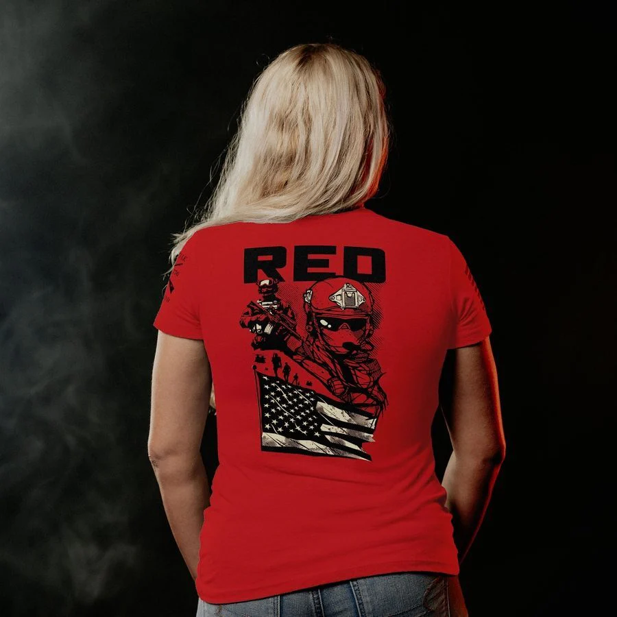 Women's Mission RED Slim Fit T-Shirt - Red - Image 3
