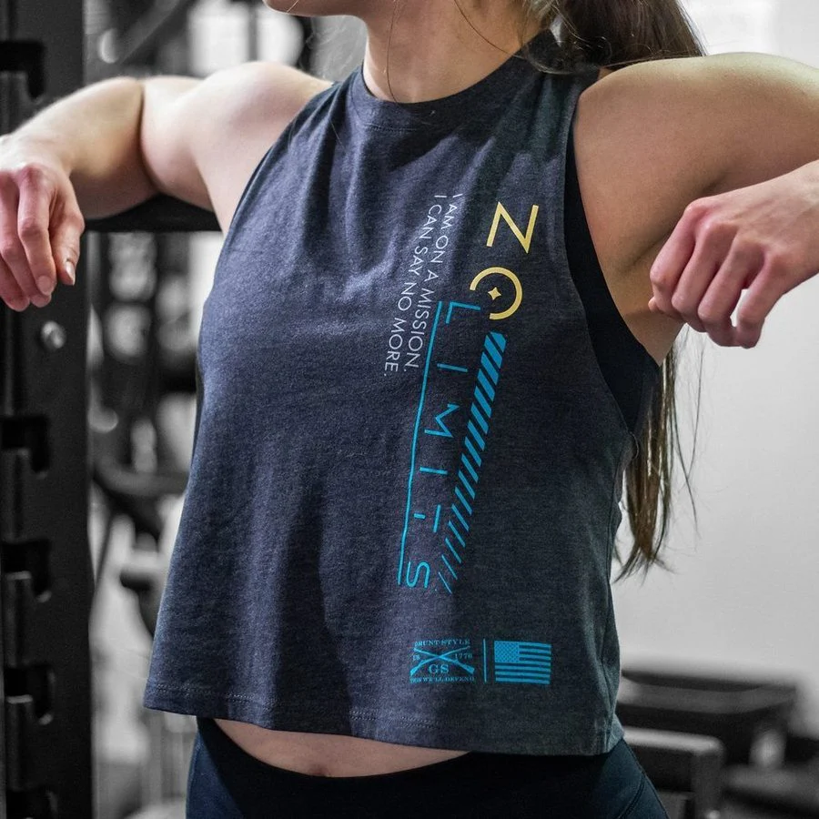 Women's No Limits Racerback Cropped Tank - Dark Heather Gray - Image 5