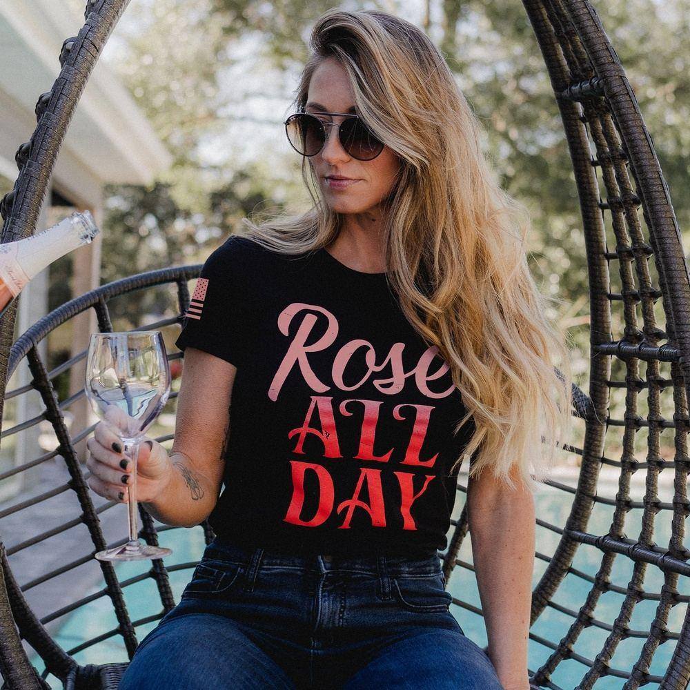 Women's Rosé All Day Slim Fit T-Shirt - Black - Image 3