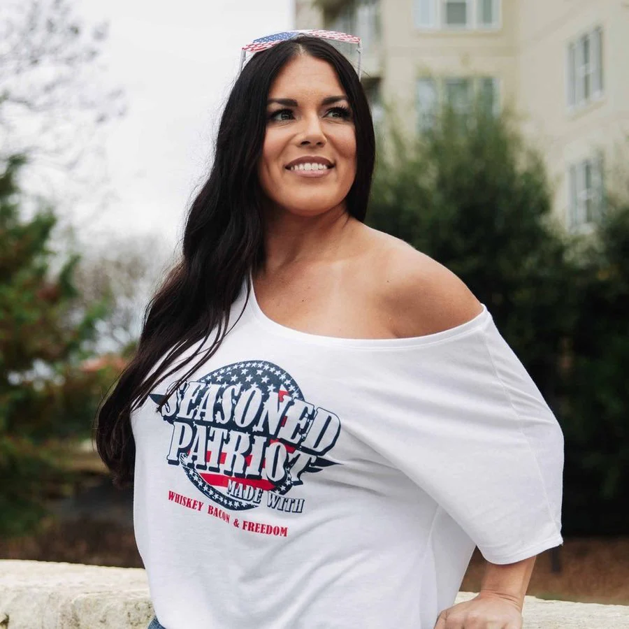 Women's Seasoned Patriot Slouchy Fit T-Shirt - White - Image 2