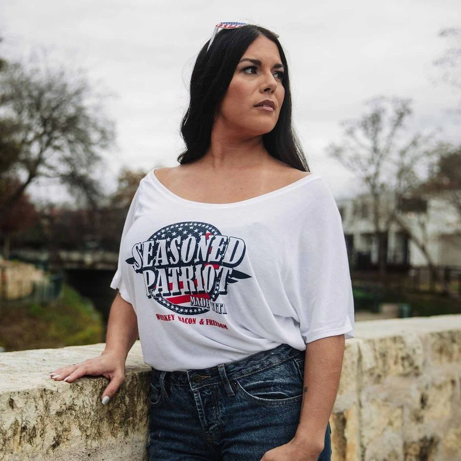 Women's Seasoned Patriot Slouchy Fit T-Shirt - White - Image 3