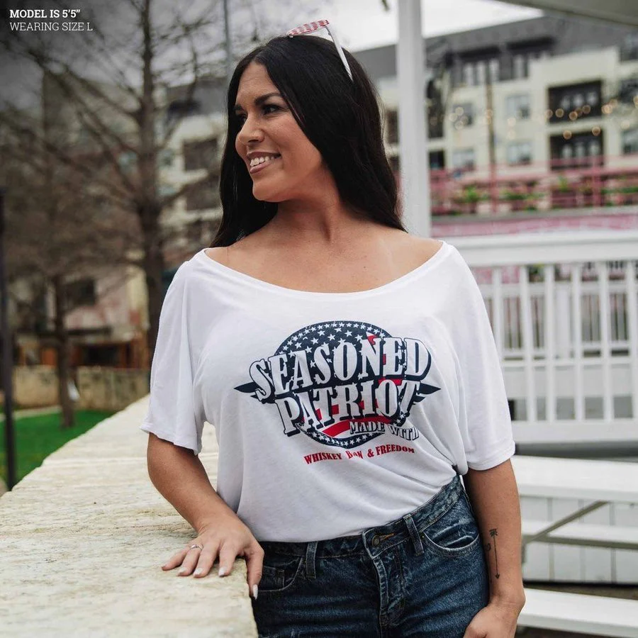 Women's Seasoned Patriot Slouchy Fit T-Shirt - White - Image 5