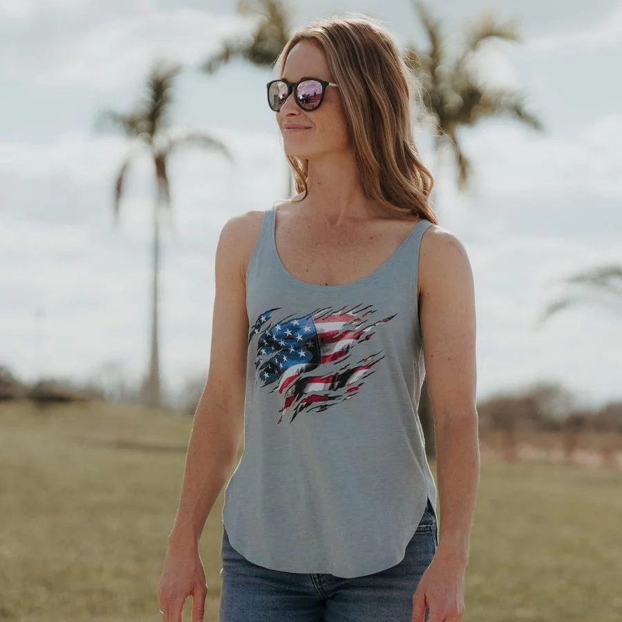 Women's Still Standing Flowy Tank - Stonewash Denim - Image 3