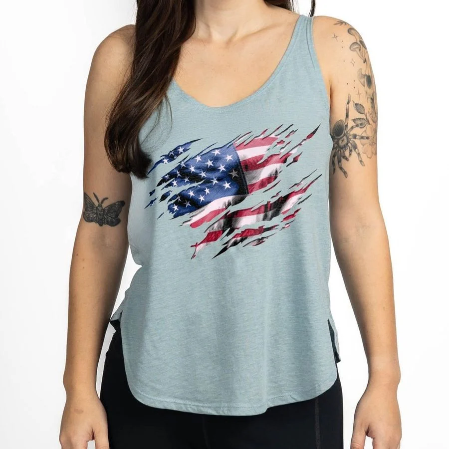 Women's Still Standing Flowy Tank - Stonewash Denim - Image 5