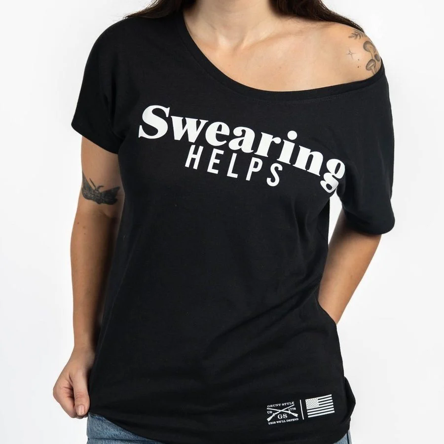 Women's Swearing Helps Slouchy T-Shirt - Black - Image 5