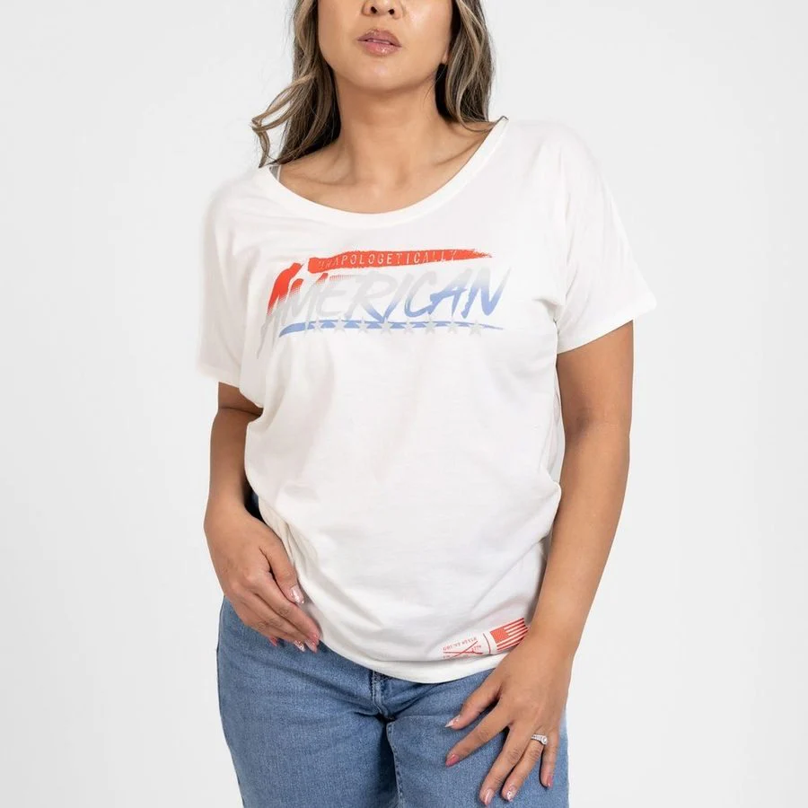 Women's Unapologetically American Slouchy T-Shirt - White - Image 4