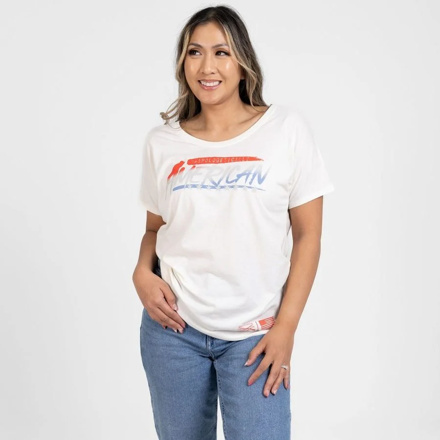 Women's Unapologetically American Slouchy T-Shirt - White - Image 6