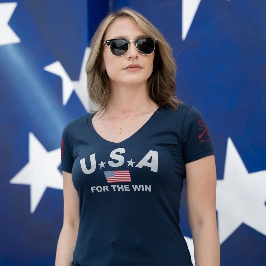 Women's USA For The Win V-Neck T-Shirt - Midnight Navy - Image 3